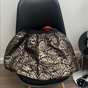 Elegant Black and Gold Floral Skirt